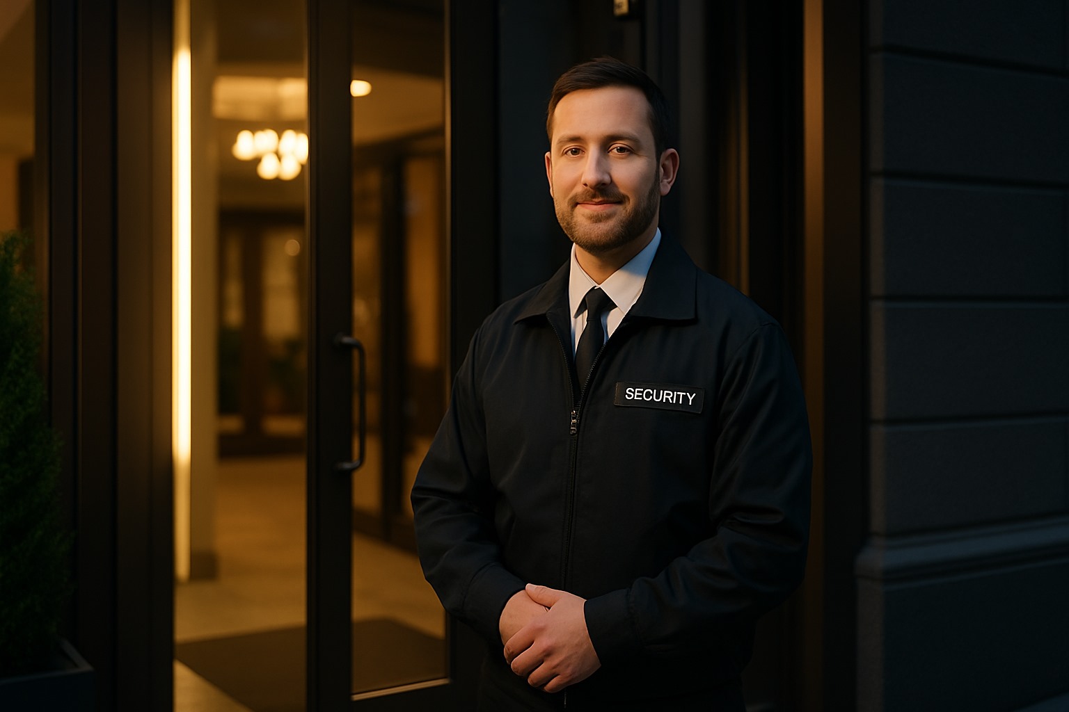 Professioneller Doorman am Eingang